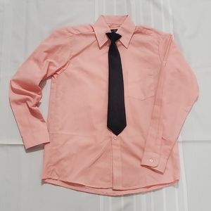 NWOT Fouger Boys Button Down Pink Shirt with Tie